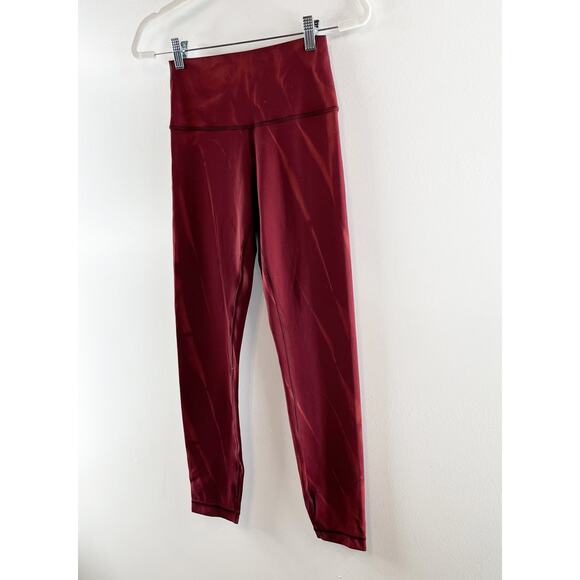 Lululemon Wunder Train High-Rise Tight 25" Sun Bleached Wash Red Merlot - Picture 7 of 10